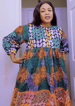 Load image into Gallery viewer, Free size Ankara shift dress with infused net
