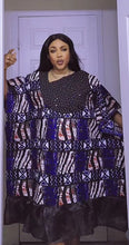 Load image into Gallery viewer, Free size Ankara stoned bubu dress with infused chiffon
