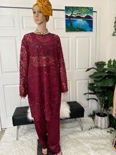 Load image into Gallery viewer, Lace x silk pants luxury 2pcs set
