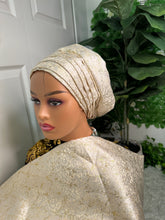 Load image into Gallery viewer, Luxury brocade Headtie x Veil (Ipele set)
