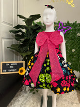 Load image into Gallery viewer, Elegant stoned bold bow Ankara ball dress girl age 3-4yrs
