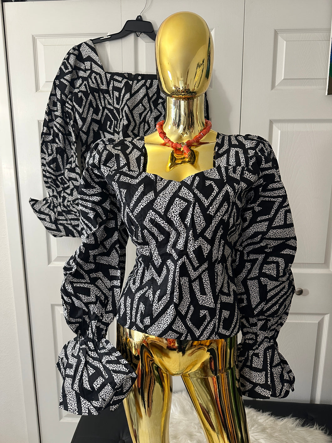 Ankara long sleeves blouse size 8-12