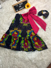 Load image into Gallery viewer, Beautiful sleeves bow shoulder Ankara dress girls age 3-4yrs
