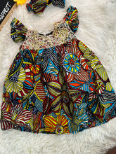 Load image into Gallery viewer, Beautiful sequins lace embellished Ankara dress for girls age 1-2 yrs
