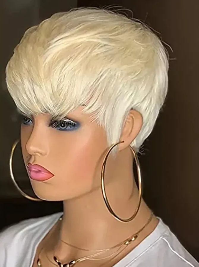 Blonde Human Hair Short Wig