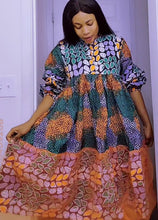 Load image into Gallery viewer, Free size Ankara shift dress with infused net
