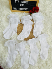 Load image into Gallery viewer, white lace-design socks for girls - 2 for $6
