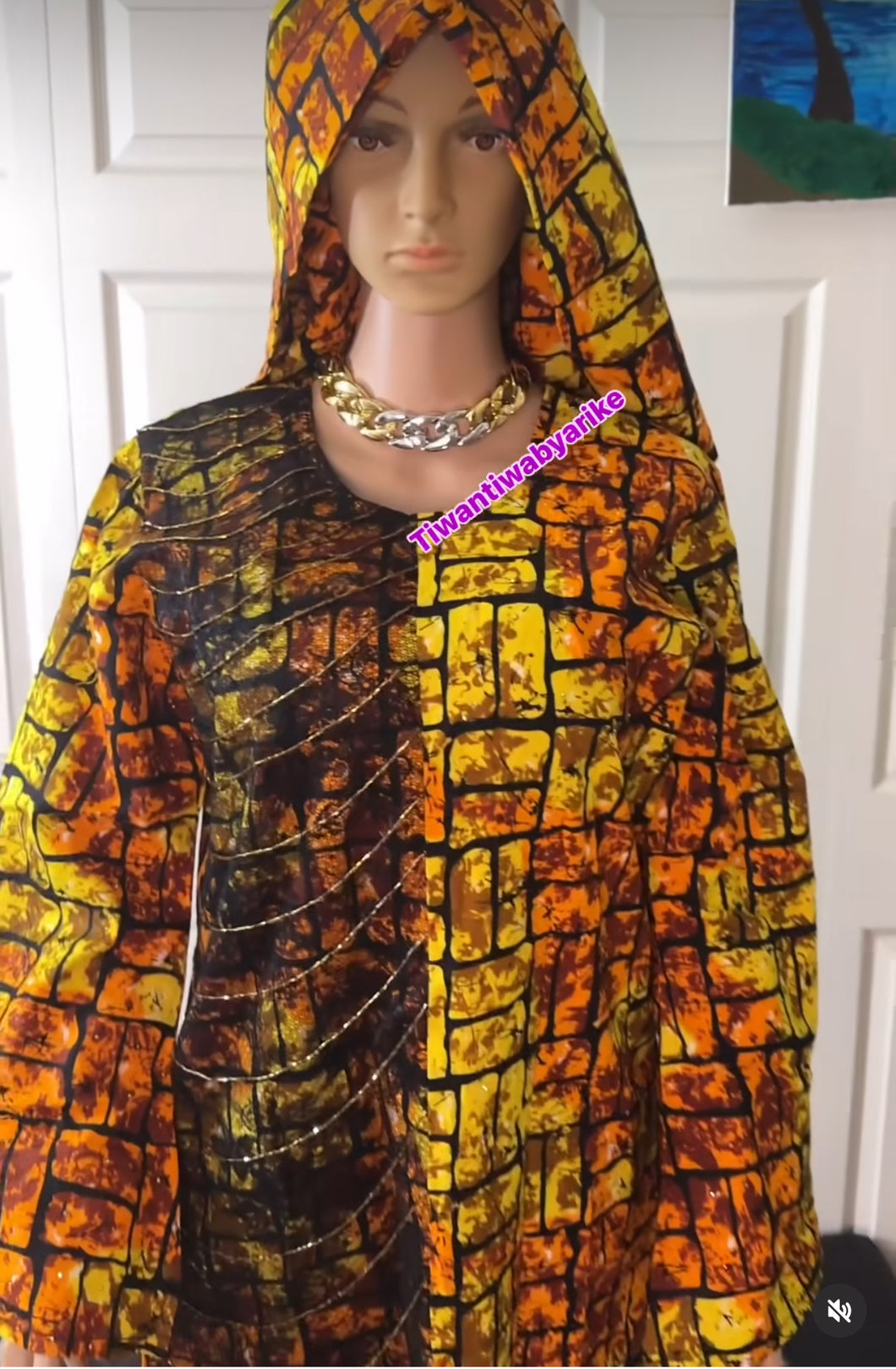 Luxury beaded Ankara kaftan dress