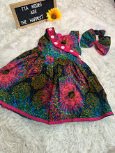 Load image into Gallery viewer, Elegant button design Ankara double layers dress girl age 1-2yrs
