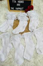 Load image into Gallery viewer, white lace-design socks for girls - 2 for $6
