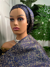 Load image into Gallery viewer, Luxury brocade Headtie x Veil (Ipele set)
