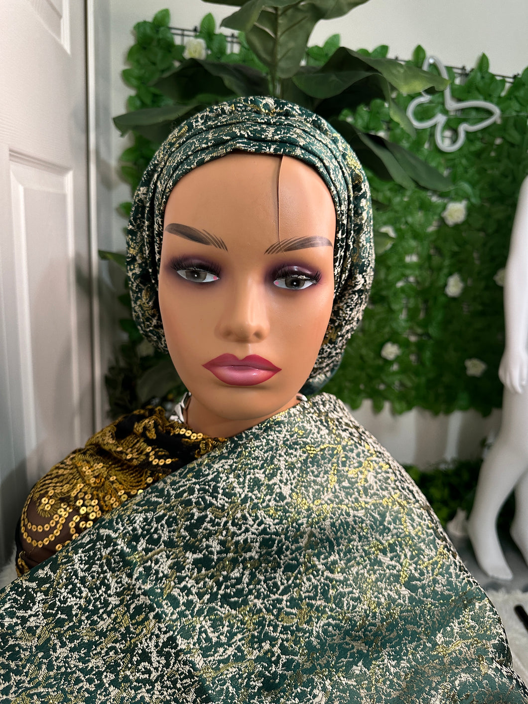 Luxury brocade Headtie x Veil (Ipele set)