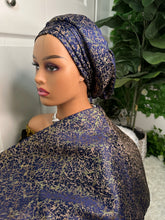 Load image into Gallery viewer, Luxury brocade Headtie x Veil (Ipele set)
