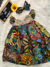 Load image into Gallery viewer, Beautiful sequins lace embellished Ankara dress for girls age 1-2 yrs
