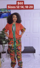 Load image into Gallery viewer, Beautiful 2pc Ankara pant and front zipper kimono set - size 14-16
