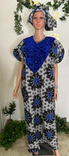 Load image into Gallery viewer, Sequins - Ankara long Kaftan dress with scarf
