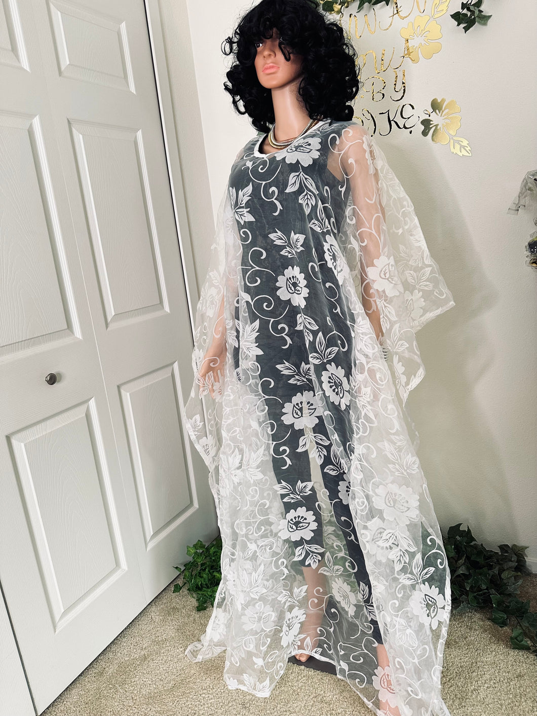 white Net Lace Bubu dress without inner