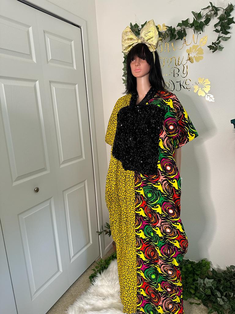 Free size Ankara bubu dress with sequins designs