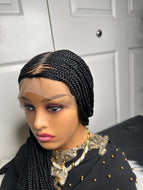 Human hair side part braided wig