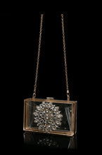 Load image into Gallery viewer, Rhinestones embellished crystal clear clutch bag
