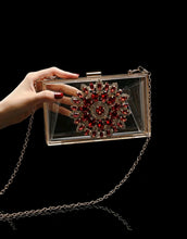 Load image into Gallery viewer, Rhinestones embellished crystal clear clutch bag
