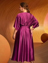 Load image into Gallery viewer, Beautify silky Purple Midi Length dress
