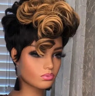 Ombre Pixie cut short human hair wig