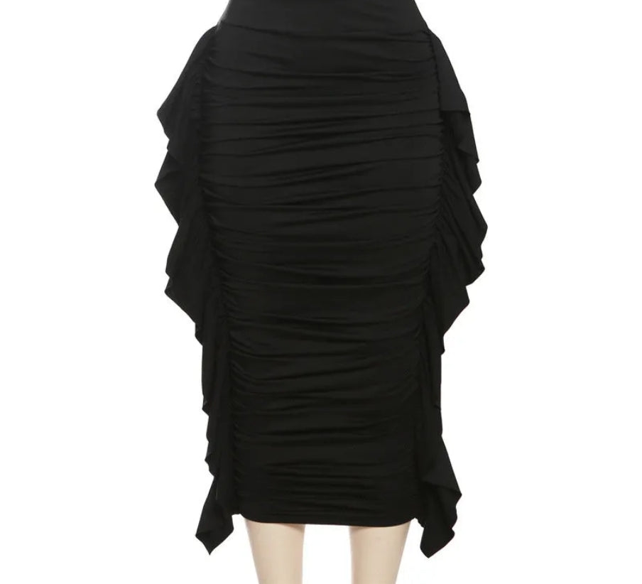 Fin design stretchy bodycon skirt