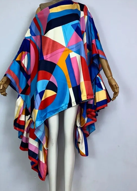 Asymmetric silky free size blouse