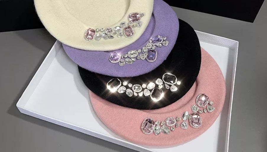 Rhinestones design Beret cap