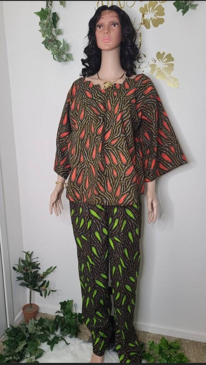 Ankara 2 toned blouse and pants set