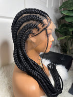 Human hair braided cornrows wig