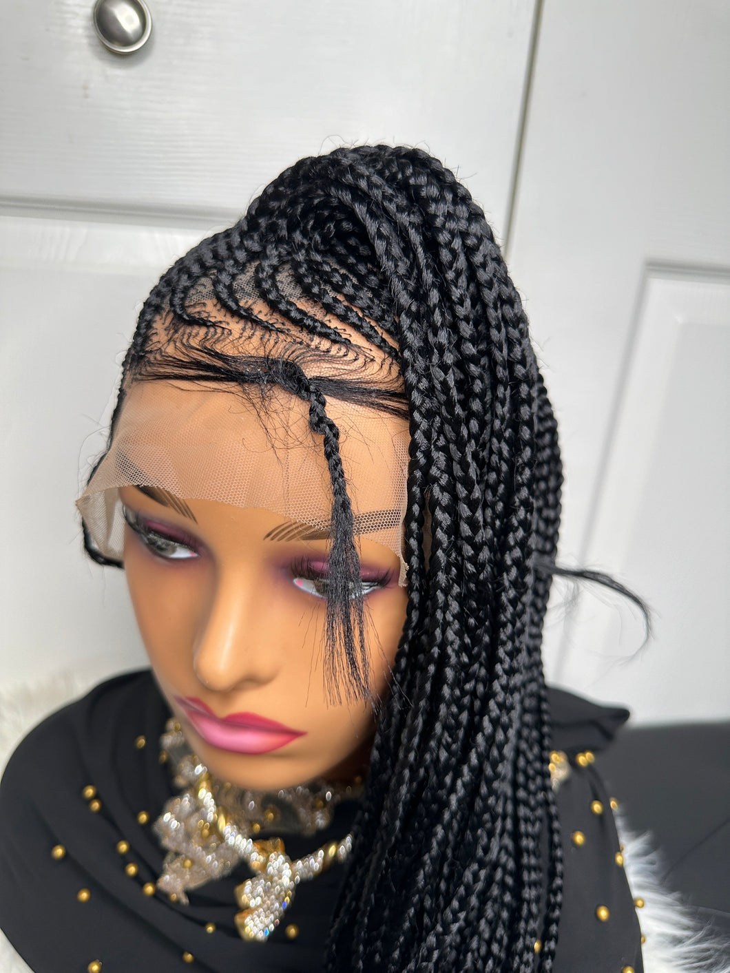 Human hair braided wig